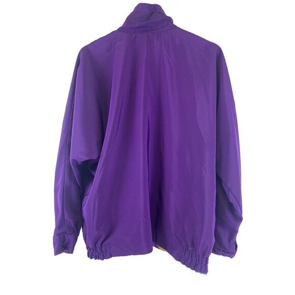 BOGO Monaliza Satin Jacket Vintage Reversible Purple Multi Geo Full Zip Pocket L - Picture 14 of 16